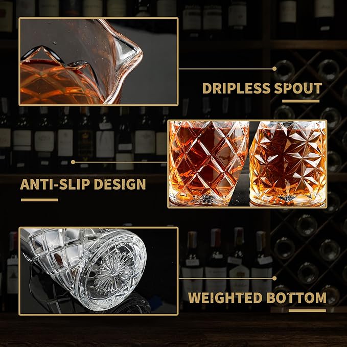 24 Oz Cocktail Mixing Glass Stirring Glasses for Whiskey Cocktail Mixing Shaker Glass Martini Old Fashioned Crystal Bar Set 700ml 2PCS
