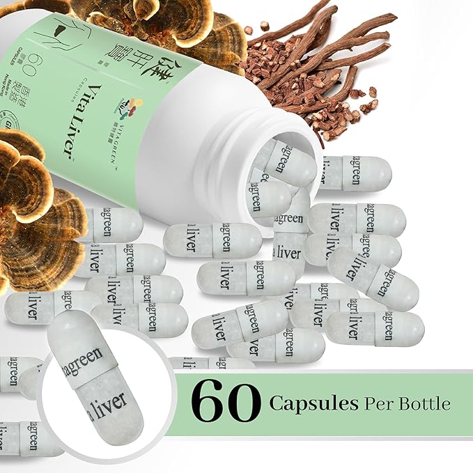 Vita Green Liver Supplement (健肝寶) – Herbal and Vitamin Blend for Daily Cleanse – Boosts Energy, Promotes Resilience, and Supports Overall Vitality – 60 Capsules