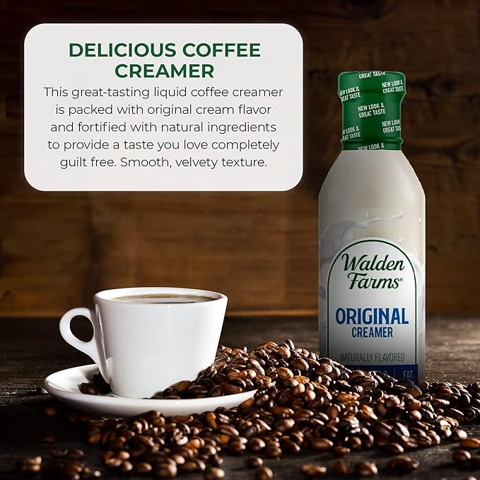 Walden Farms Original Coffee Creamer – Zero Calorie, Fat-Free, Sugar-Free, Low Carb, Keto-Friendly, Dairy-Free, Vegan – 2-Pack, 12 oz Bottles