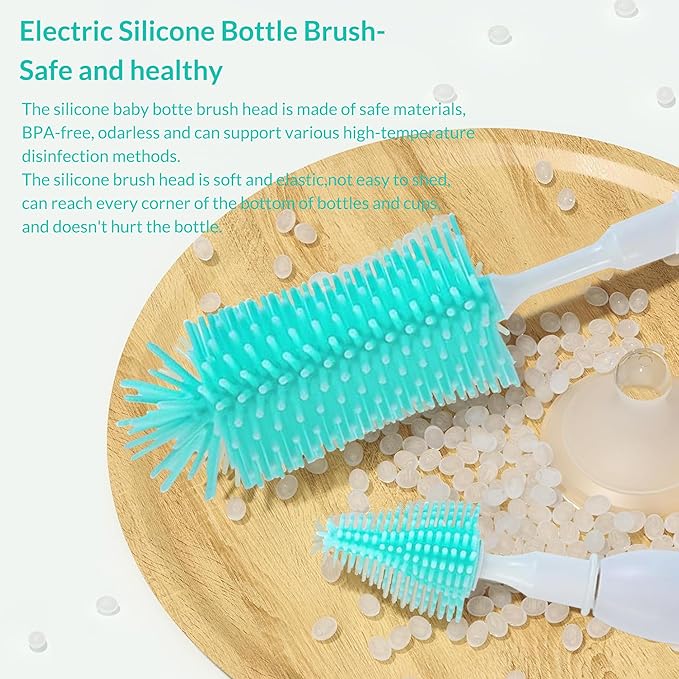 Electric Cleaning Brush with Bottle Brush & Milk Mixer, Rechargeable Electric Bottle Brush with 2 Speed Mode,Powerful Waterproof Bottle Cleaner Brush,A Must Have for Daily Life (Blue)