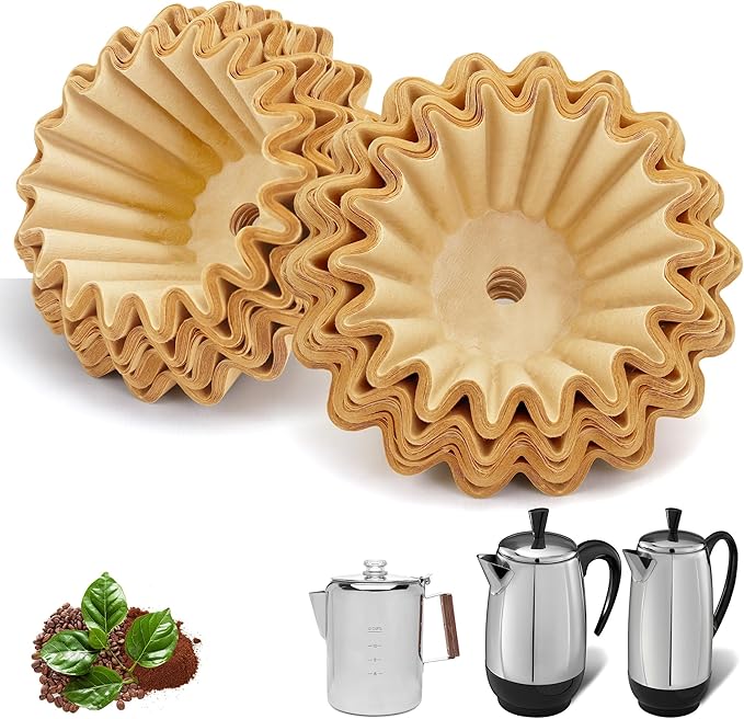Paper Coffee Filters Compatible with Farberware Coffee Percolator, 100 Pcs Perforated Filter for Farberware 8/12 Cup, Coletti Bozeman 12 Cup, Elite Gourmet EC812, Cuisinart PRC-12N