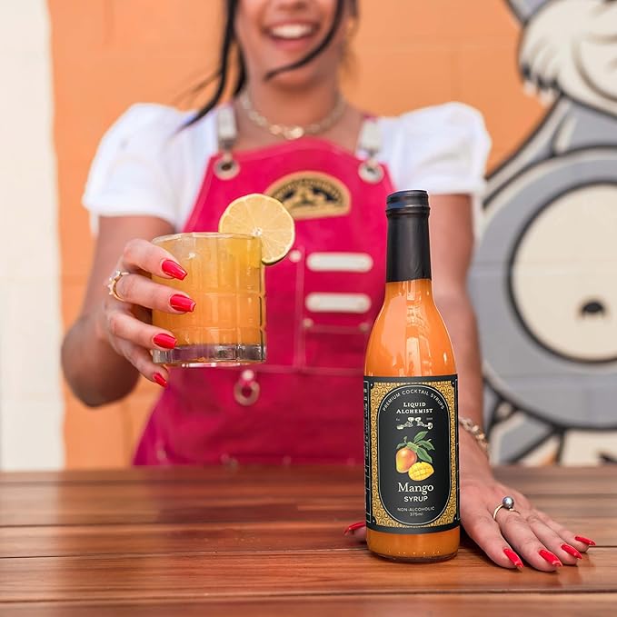 Liquid Alchemist Mango Syrup for Drinks - Real Ingredients Make our Mango Puree for Cocktails the Perfect Margarita Mix - Our Tropical Flavoring Syrup is Non-GMO & Vegan (12.7 oz)