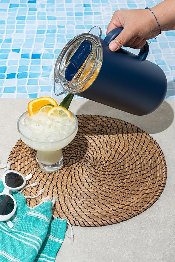Served Premium Insulated Pitcher (2L/66oz) - Double Walled, Copper Lined Stainless Steel Pitcher with Lid - Vacuum Insulated Carafe for Hot Coffee, Tea, Iced Drinks, Water, Cocktails, and More