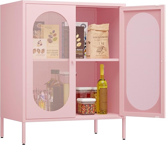 2 Door Accent Cabinet,Metal Storage Cabinet with Adjustable Shelf,Buffet Sideboard for Bed Room,Living Room,Entryway,Hallway,Home,Hotel,Office,Garage,Kitchen,1 Removable Shelf.