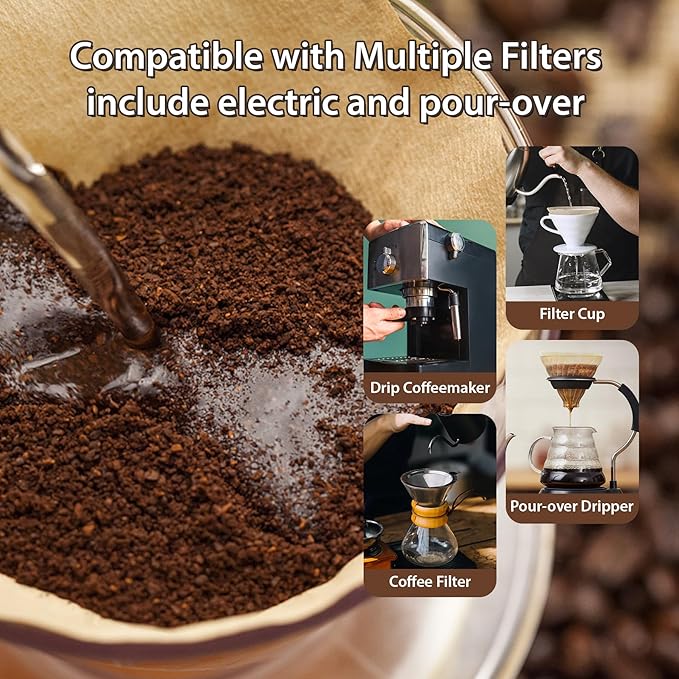 Coffee Filters V60 Coffee Filter Size 02 Cone Coffee Filters 2-4 Cups for Pour Over and Drip Coffee Maker(Natural Brown, 100 Count)