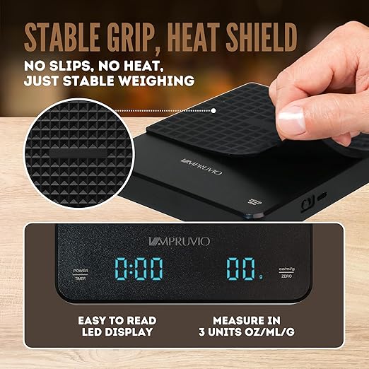 All-New 2026 Mini Coffee Scale w/Timer - 0.1g Precision Espresso Pour-Over Scale | 0.3-3kg Capacity - Rechargeable 400mAh Battery Lasts 45 Days/244 Cups Per Charge - Auto/Manual/Countdown Timer Modes