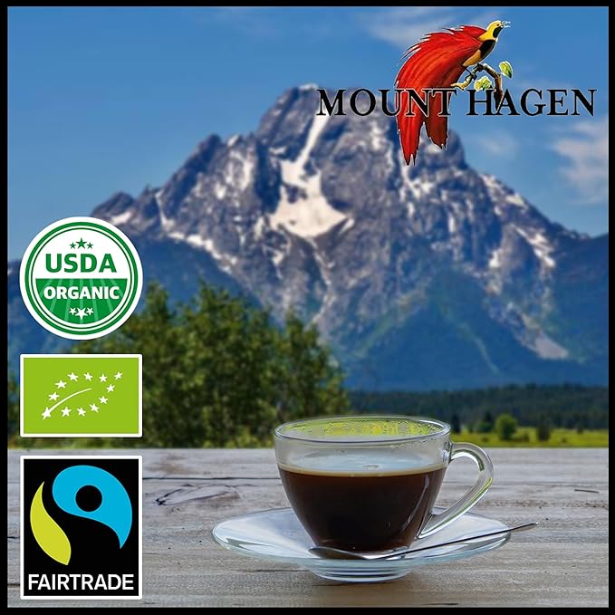 Mount Hagen 7.05oz Organic Freeze Dried Instant Decaf Coffee | Made From Organic Medium Roast Arabica Beans | Fair-Trade, Eco-friendly Instant Decaffeinated Coffee in Resealable Pouch Bag [7.05oz]