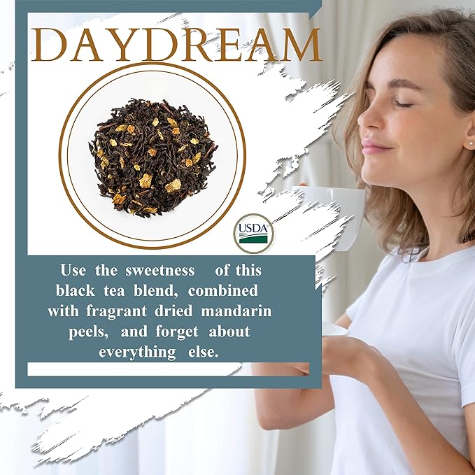 Organic Earl Grey Tea, Good for BREAKFAST TEA | NATURAL ANTIOXIDANTS,100% Real ingredients, 40 Count Unwrapped Tea Bag | By T SECRETEA, Daydream