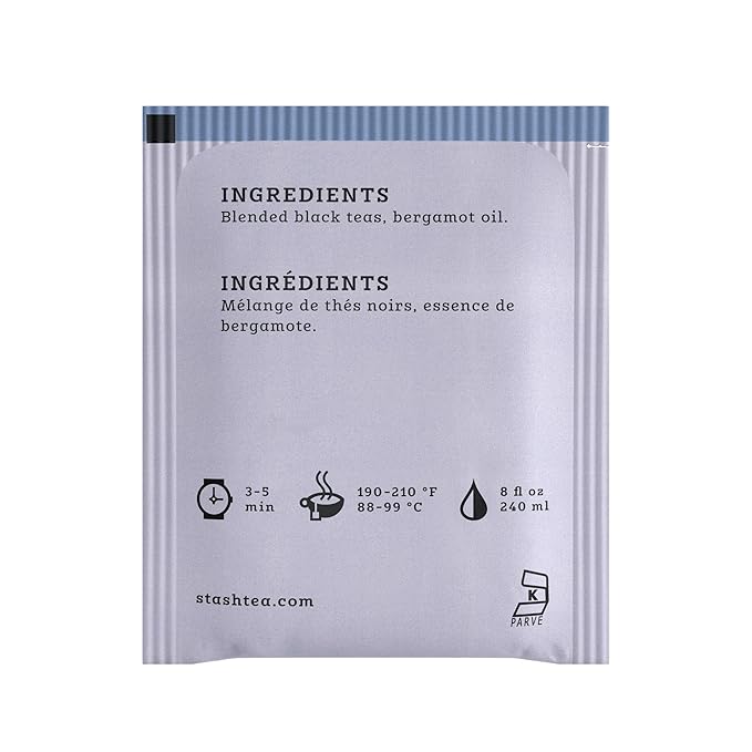 Stash Tea Earl Grey Black Tea, Box of 100 Tea Bags (Packaging May Vary)