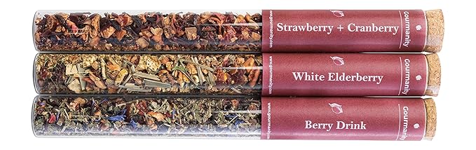 Gourmanity Fruity Loose Tea Sampler Gift Set, 3 Refreshing Fruity Flavors, Cold Brew them for a Invigorating Summer Beverage, Product of Austria, 1.23oz