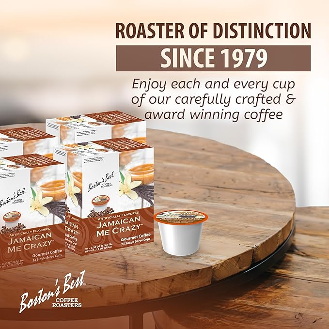 Boston’s Best - Jamaican Me Crazy Flavored Delicious Gourmet Coffee, Compatible with Keurig Coffee Maker, 24 Count (Pack of 4)