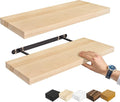 Sorbus Wood Floating Shelves for Wall - 24” Solid Wood Shelves for Bathroom Decor, Books, Bedroom & Living Room - Set of 2 Natural Wall Mounted Kitchen Shelves - Durable Solid Pine