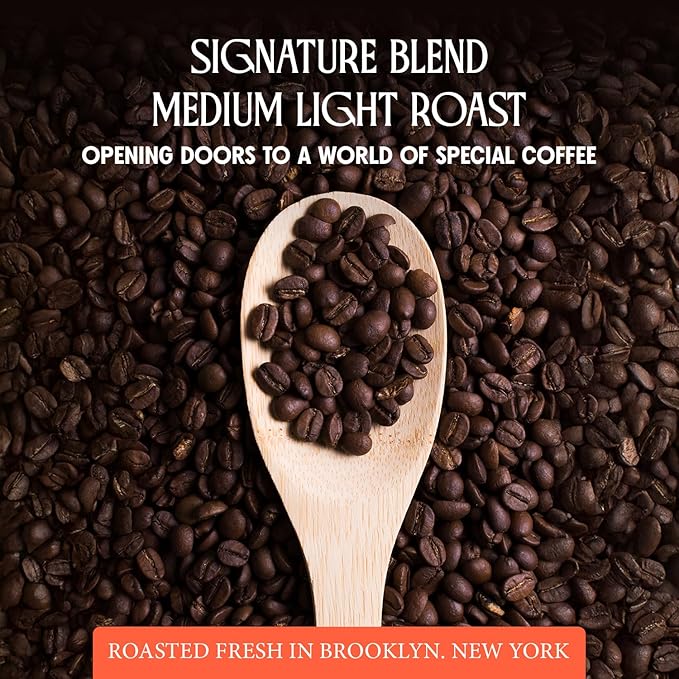 Vivo Whole Bean Coffee, Signature Blend Medium Light Roast Coffee Beans with Sweet Cherry, Honey, & Delicate Toffee, Freshly Roasted in Brooklyn, 35.2 oz (2.2lb) Bean Bag, Kosher Certified
