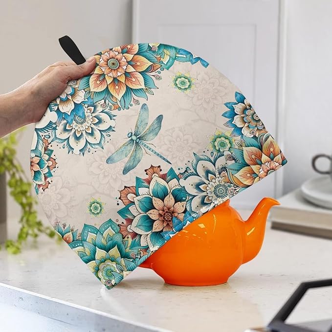 Dragonfly Tea Cozy for Teapot Mandala Tea Cozy for Teapot Insulated Bohemia Teapot Insulation Cover Triba Tea Pot Cozy for Women