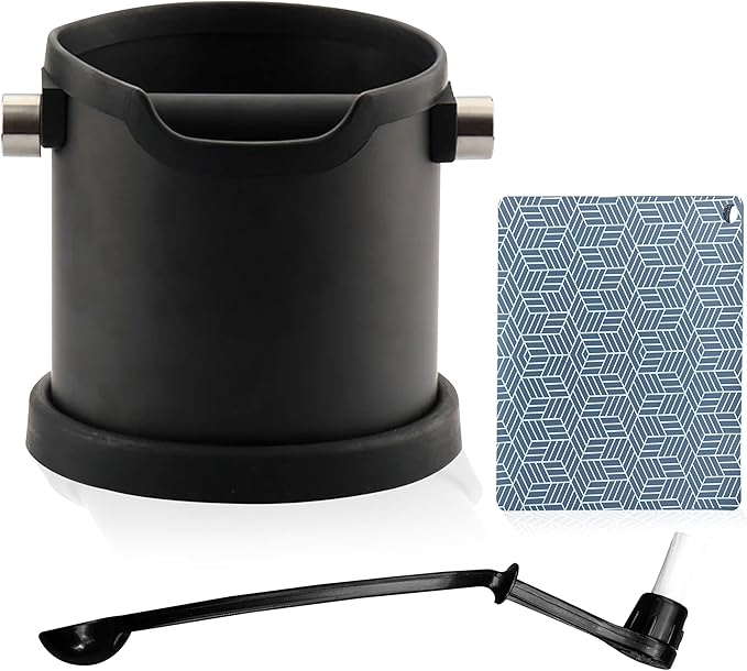 Espresso Knock Box – Coffee Knock Box for Espresso Grounds – Durable Knock Box Espresso with Removable Bar – Coffee Puck Knock Box for Home & Barista Use – Easy Clean Espresso Puck Container,Black,6in