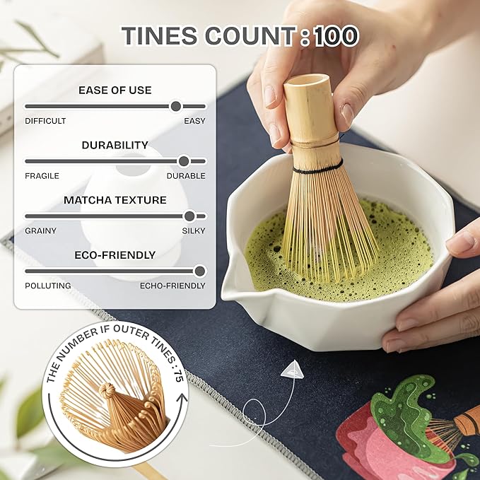 Matcha Whisk Set 8 Pcs Matcha Set with Matcha Bowl (Chawan), Matcha Whisk, Holder & Accessories – Complete Matcha Kit for Ceremony, Traditional Tea Set for Making Latte, Gift for Family & Friends