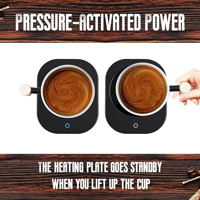 HOWAY Coffee Warmer & Mug Set, Cup Heater for Desk Temperature Control and Smart Auto Shut Off, 14oz, Two temperatures