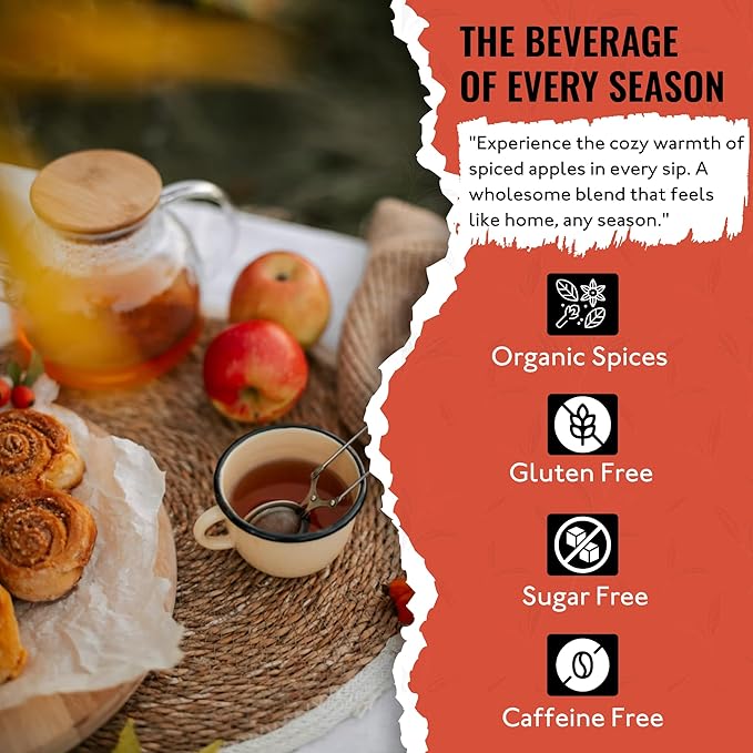 Tea Runners Organically Sourced Apple Pie Chai – Caffeine-Free Loose Leaf Herbal Tea | Cozy Fall Spice Blend with Apple, Cinnamon & Lemongrass | Warming, Naturally Sweet Tea - 5 oz