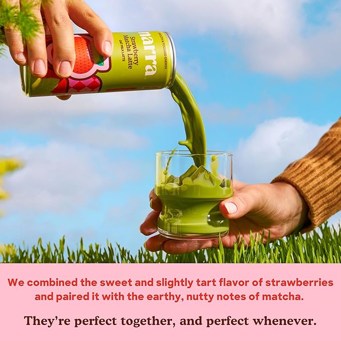 Narra, Oat Milk Tea Latte - Strawberry Matcha Latte, Organic Ceremonial Grade Matcha Natural Caffeine & L-Theanine, MCT Oil, Dairy Free, No Refined Sugar, Non-GMO, 7.5 Fl Oz (12 Pack)