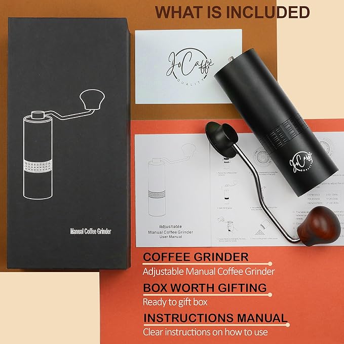 Manual Coffee Grinder for Home Use, Stainless Steel Conical Burr, Espresso Bean Coffee-Grinder, Best Small Portable Mill, Adjustable Grind Settings, Mini Hand Crank, Moledor de Cafe de Grano