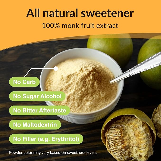 NAMANNA Pure Monk Fruit Sweetener - Zero Calorie, Zero Carb, Paleo Safe (50% Mogroside V, 20g, 400 Servings)