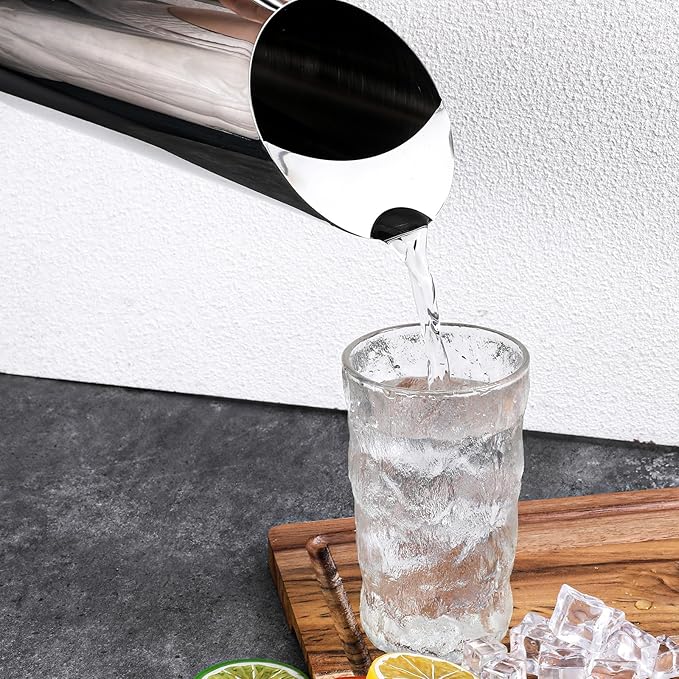 53oz/1.5L Stainless Steel Water Pitcher Metal Pitcher with Ice Guard Silver Carafe Drink Pitcher with Handle for Juice, Coffee, Milk, Iced/Hot Tea