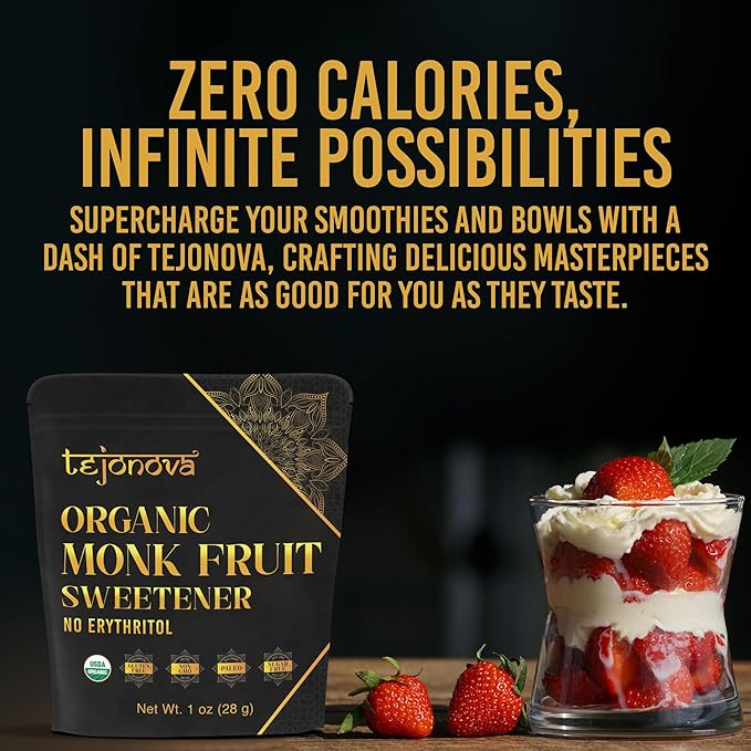 Organic Monk Fruit Powder, Pure Monk Fruit Sweetener No Erythritol, Monkfruit Sweetener Pure Goodness, Monk Fruit Sugar Susbtitute, Monk Fruit Extract Powder, 1oz 90 servings by tejonova