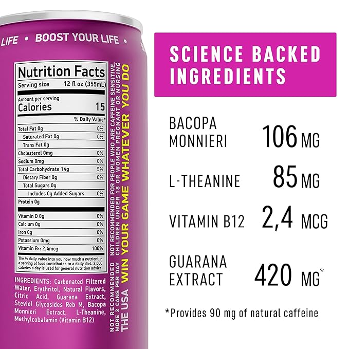 NEORON - Brain Defender, Focus & Memory Support, Sugar‐Free Nootropic Drink, Vegan (Pack of 12, Passion Fruit & Lime)