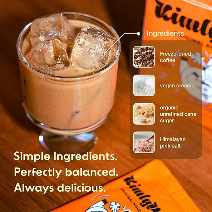 KimlyParc Vegan Korean Instant Coffee Mix | Original Korean Latte with Vegan Creamer, Organic Unrefined Cane Sugar, Himalayan Pink Salt | Lactose, Dairy, Gluten free | Premium 3-in-1 Coffee Enjoy Hot or Iced (10 Single Serve Packets)