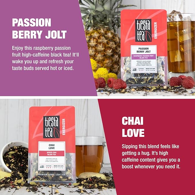 Tiesta Tea - Black Loose Leaf Tea Gift Set, High Caffeinated Assorted Blends, 5 Pouches for Hot & Iced Brews Variety Pack, English Breakfast, Earl Grey, Chai, & Passion Fruit