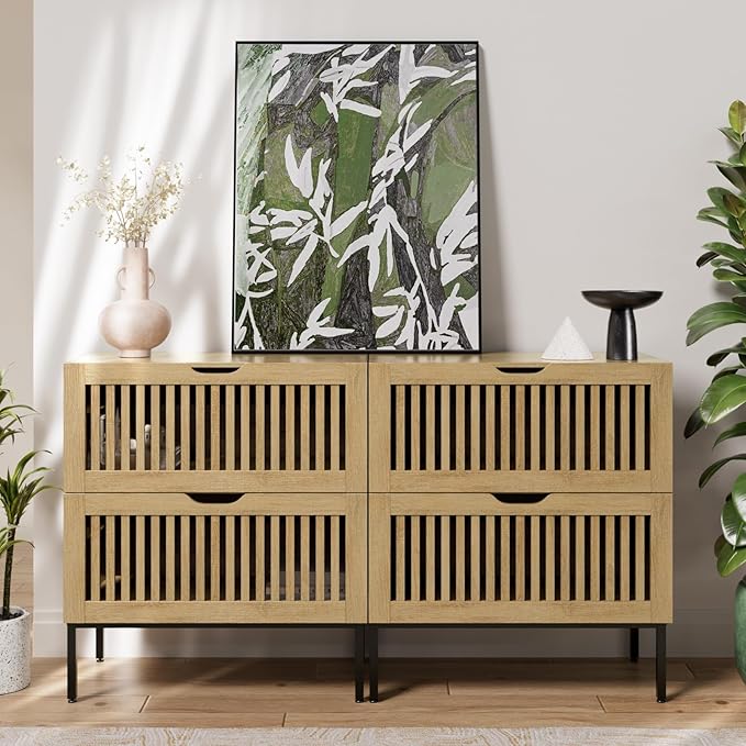 Storage Cabinet,55" Farmhouse Buffet Cabinet with Metal Base and Storage Cabinets,Sideboard Coffee Bar for Kitchen,Dining Room,Living Room,Oak