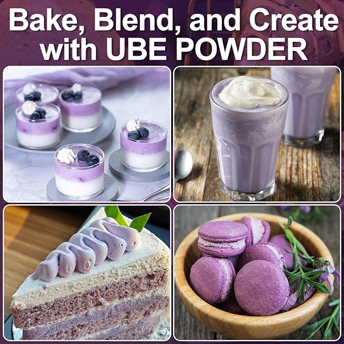 10oz Pure Natural Purple Ube Powder, Yam Powder for Baking, Purple Sweet Potato Food Coloring Powder, No Sugar, Vegan & Sourced Superfood for Smoothies, Drinks & Desserts