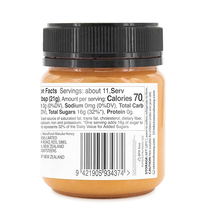 Steens Manuka Honey - MGO 263+ - Pure & Raw 100% Certified UMF 10+ Manuka Honey - Bottled and Sealed in New Zealand - 1x 7.9 oz Jar