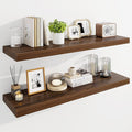 Marsmiles 40" Floating Shelves for Wall, Wooden Shelves with Invisible Brackets Set of 2, Rustic Farmhouse Wall Mounted Shelf for Kitchen Bathroom Living Room Study, Walnut