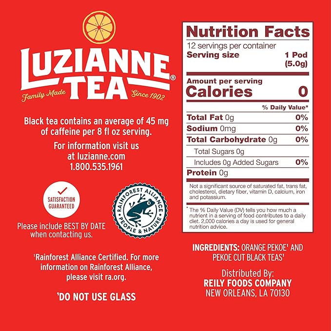 Luzianne Unsweetened Iced Tea Single Serve Pods, 12ct Box (Pack of 6)