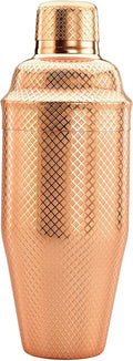 Barfly 3-Piece Diamond Lattice Etch Japanese Cocktail Shaker Set (24 Oz/700ml), Copper Plated