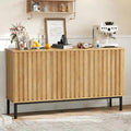 Garvee 47.2 Inch Sideboard Buffet Cabinet with Fluted Doors, Modern Wood Storage Cabinet with Adjustable Shelf, Freestanding Coffee Bar for Dining Room Living Room
