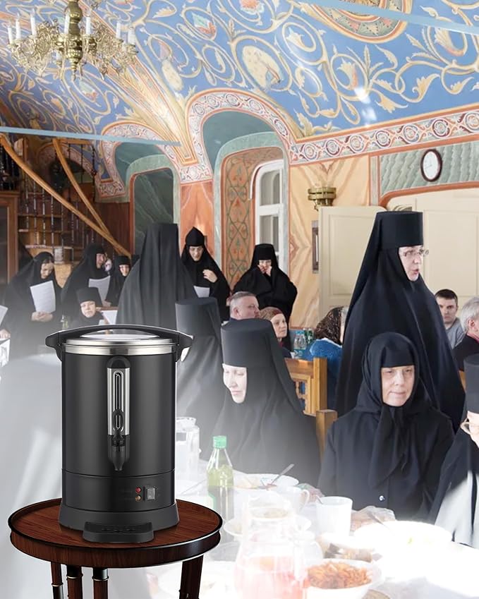 Commercial Coffee Urn,100 Cup 3.7Gal/14L Stainless Steel Coffee Maker - Large Capacity Hot Water Dispenser for Buffet, Catering, Wedding, Church, Event, Double Wall Insulated