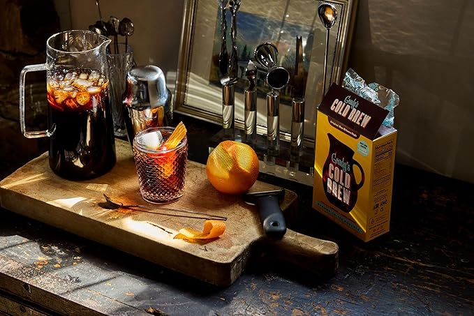 GRADY’S COLD BREW, New Orleans Style, 100% Arabica Ground Coffee & Chicory Pouches, One Box of Four Easy-to-Brew Bean Bags, Makes 12 drinks
