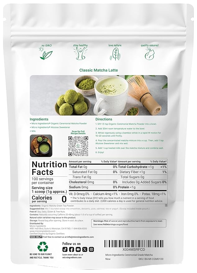 Organic Ceremonial Grade Matcha Powder, 100 Servings | First Harvest Authentic Japanese Origin | 100% Barista-Grade Matcha Green Tea For Latte, Beverage & Baking