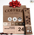 COFFREE Organic Instant Coffee Packets - 50% Half Caff Low Acid, Mold Free Coffee Made with Arabica Coffee Beans - Rich & Smooth Taste - Hot or Cold Single Serve Travel Packets 24 Pack Box