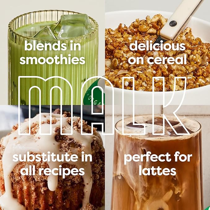 MALK Almond Milk Unsweetened (32oz, Pack of 6) - Shelf Stable Organic Almond Milk, Non GMO, Whole 30, Dairy Free, Vegan, Plant Based, No Gums or Fillers - Malk for Smoothies, Cereal, Coffee,Creamer