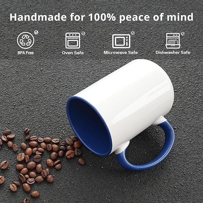 Ceramic 15oz Sublimation Coffee Mug Blue, Case of 12