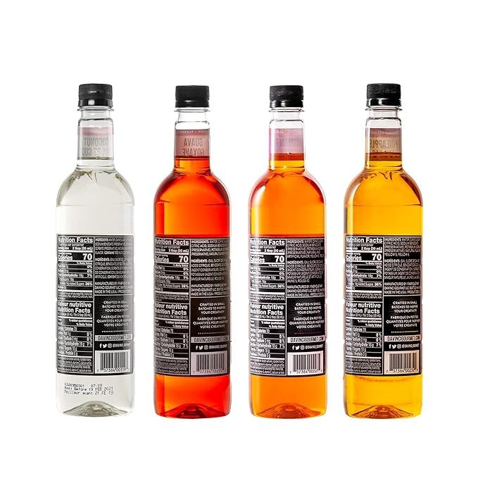 DaVinci Gourmet Classic Syrup, Tropical Flavor Variety Pack - Coconut, Guava, Passion Fruit, Pineapple (Pack of 4)
