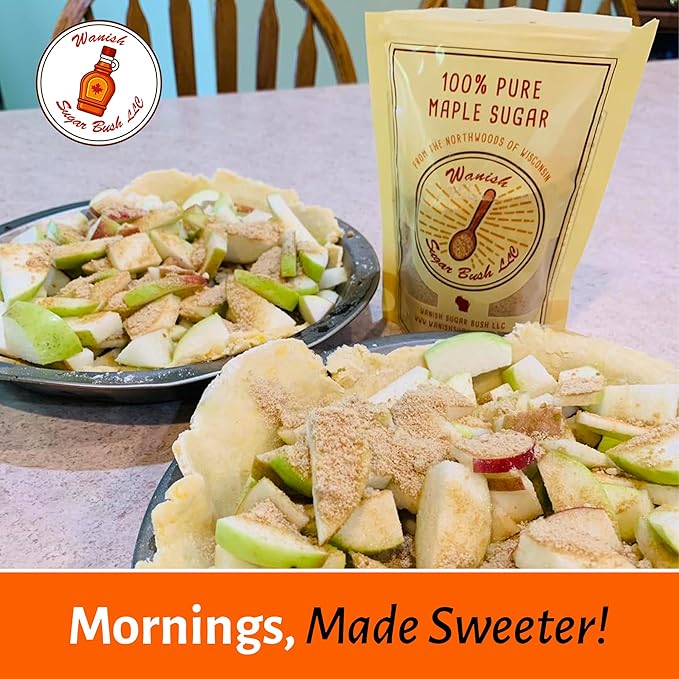 Wanish Sugar Bush Organic Maple Sugar - 100% Pure, Granulated Maple Sugar from the Lush Northwoods of Wisconsin, Perfect for Baking and Beverages - Natural Sweetener in 8 oz Bag