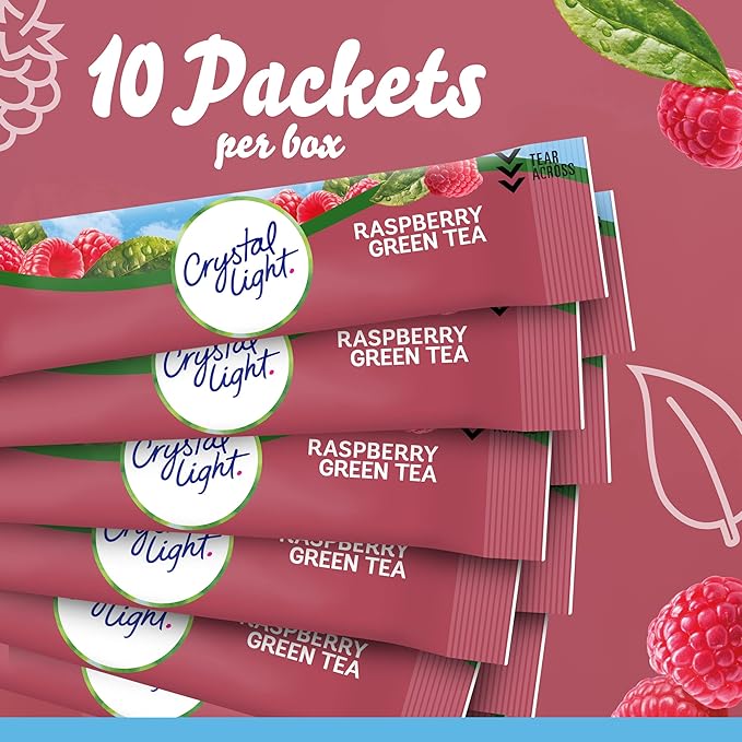 Crystal Light On The Go Raspberry Green Tea, 10-Packet Box (Pack of 4)