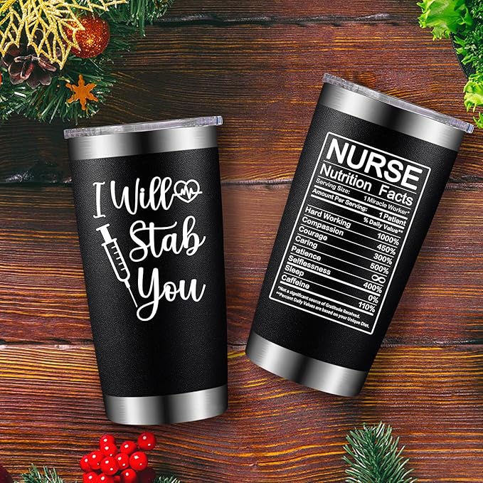 Nurse Gifts for Women - Nurses Week Gift - Nurse Graduation Appreciation Christmas Gifts for Nurses, Practitioner - 20oz I Will Stab You Tumbler Cup
