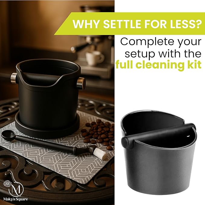 Espresso Knock Box – Coffee Knock Box for Espresso Grounds – Durable Knock Box Espresso with Removable Bar – Coffee Puck Knock Box for Home & Barista Use – Easy Clean Espresso Puck Container,Black,6in