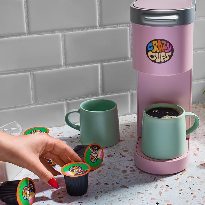 Crazy Cups Flavored Coffee for Single Serve Keurig K-Cups Machines, Caramel Macchiato, Hot or Iced, Medium Roast in Recyclable Pods, Brown(Pack of 1, 22 Count Total)