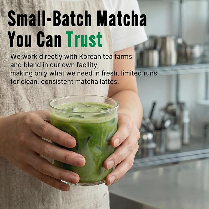GRIN MOOD Matcha Powder, Green Tea Powder Sweetened Grade, Barista Craft Blend for Latte, Korean Matcha from Jeju Island, Non Dairy, Non-GMO, 10.6 Ounce